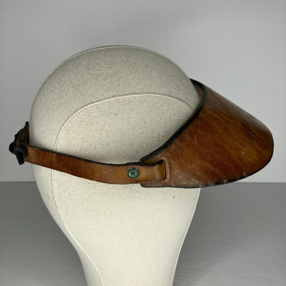 Vintage Leather Visor Tooled Floral Hippie Boho Natural Earthy Artsy - Picture 5 of 10